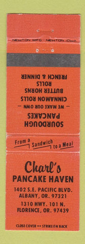 Matchbook Cover - Charl's Pancake Haven Florence OR ORANGE