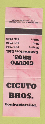 Matchbook Cover - Cicuto Bros Contractors Silvano Gino New Westminster BC PINK