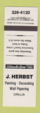 Matchbook Cover - J Herbst Painting Decorating Orillia ON