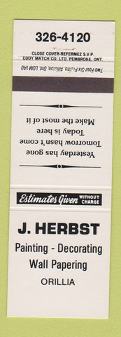 Matchbook Cover - J Herbst Painting Decorating Orillia ON