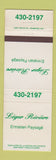 Matchbook Cover - Leger Riviere  Entretien Paysage QC