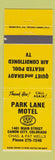 Matchbook Cover - Park Lane Motel Canon City Colorado