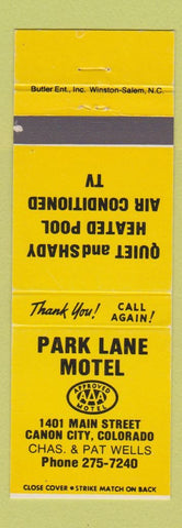 Matchbook Cover - Park Lane Motel Canon City Colorado