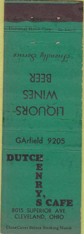 Matchbook Cover - Dutch Henry's Cae Cleveland WEAR