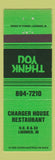 Matchbook Cover - Charger House Restaurant Ligonier IN