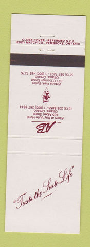 Matchbook Cover - Bay Suite Hotel Ottawa ON Victoria Park Suites