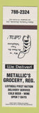 Matchbook Cover - Metallic's Grocery Listuguj QC SAMPLE