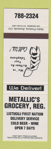 Matchbook Cover - Metallic's Grocery Listuguj QC SAMPLE