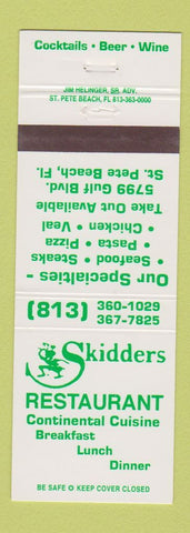 Matchbook Cover - Skidders Restaurant St Petersburg Beach FL