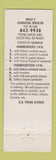 Matchbook Cover - Split V Charcoal Broiler Oklahoma City OK
