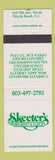 Matchbook Cover - Skeeter's Restaurant Myrtle Beach SC