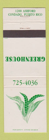 Matchbook Cover - Greenhouse Restaurant Condado Puerto Rico