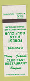 Matchbook Cover - Club East Restaurant Grand Rapids MI Forest Hills Golf Club