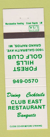 Matchbook Cover - Club East Restaurant Grand Rapids MI Forest Hills Golf Club