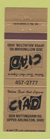 Matchbook Cover - Ciao Italian Restaurant Upper Arlington OH