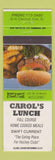 Matchbook Cover - Carol's Lunch Swift Current SK