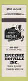 Matchbook Cover - Epicerie Boinville Etang Du Nord QC