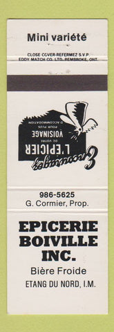 Matchbook Cover - Epicerie Boinville Etang Du Nord QC