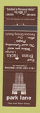 Matchbook Cover - Park Lane Hotel London ON