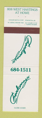 Matchbook Cover - Chardonnays Vancouver BC