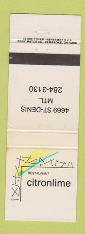 Matchbook Cover - Restaurant Citronlime Montreal QC WEAR