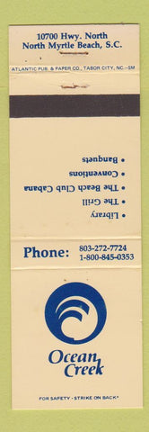 Matchbook Cover - Ocean Creek North Myrtle Beach SC WEAR