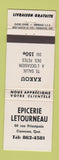 Matchbook Cover - Epicerie Letourneau Cacouna QC WEAR
