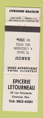 Matchbook Cover - Epicerie Letourneau Cacouna QC WEAR