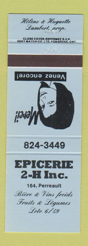 Matchbook Cover - Epicere 2H Val D'Or? QC BLUE