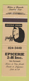 Matchbook Cover - Epicere 2H Val D'Or? QC GOLD