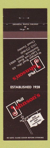 Matchbook Cover - Phil Johnson's Restaurant Northbrook IL
