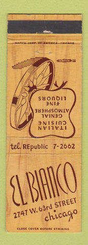 Matchbook Cover - El Bianco Italian Restaurant Chicago IL