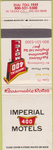 Matchbook Cover - Imperial 400 Motel no town