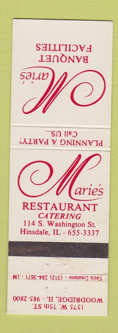Matchbook Cover - Marie's Restaurant Hinsdale IL