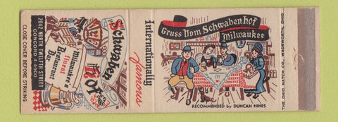 Matchbook Cover - Schwaben Hof Restaurant Milwaukee WI