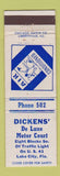 Matchbook Cover - Dickens' Motor Court Motel Lake City FL