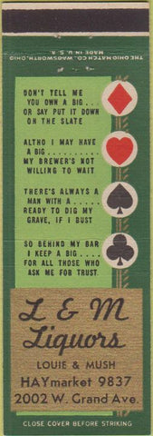 Matchbook Cover - J  and  M Liquors no town