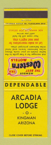 Matchbook Cover - Arcadia Lodge Kingman AZ Best Western Route 66?