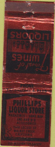Matchbook Cover - Phillips Liquor Store Walnut Creek CA WEAR