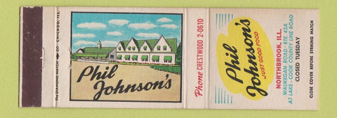 Matchbook Cover - Phil Johnson's Restaurant Northbrook IL