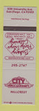 Matchbook Cover - City Delicatessen Hillcrest San Diego CA