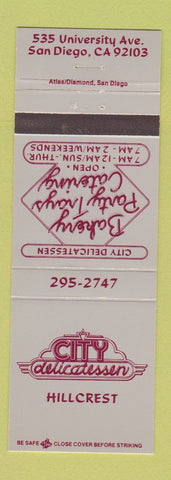 Matchbook Cover - City Delicatessen Hillcrest San Diego CA