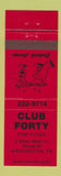 Matchbook Cover - Club Forty Washington PA