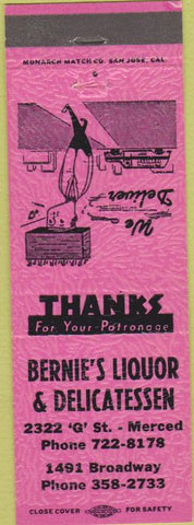 Matchbook Cover - Bernie's Liquor  and  Deli Mercel CA