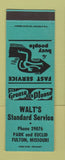 Matchbook Cover - Walt's Standard oil gas Fulton MO SAMPLE CREASE