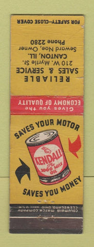 Matchbook Cover - Kendall oil gas Canton IL WEAR