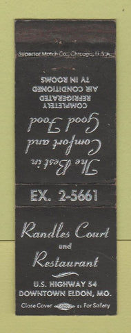 Matchbook Cover - Randles Court Motel Restaurant Eldon MO