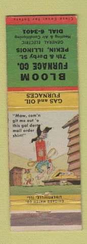 Matchbook Cover - Bloom Furnace Pekin IL hillbilly WORN