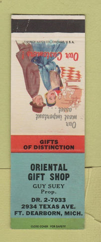 Matchbook Cover - Oriental Gift Shop Fort Dearborn MI SAMPLE WEAR