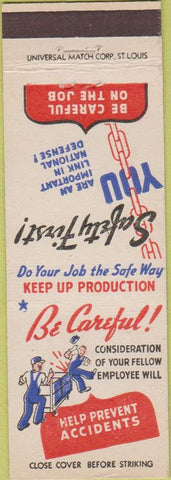 Matchbook Cover - Safety First National Defense La Porte IN